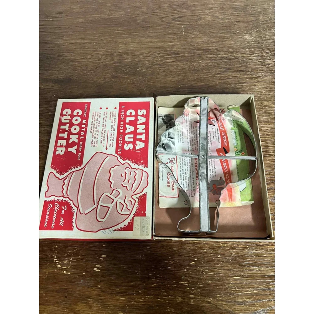 Vintage Santa Claus Metal Cookie Cutter Box Cooky 1950s Christmas Kitchen COA 8